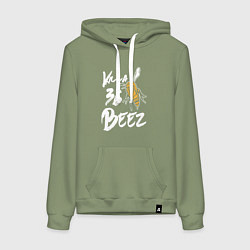 Толстовка-худи хлопковая женская Killa beez 36, цвет: авокадо