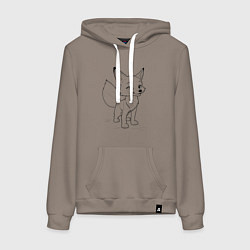 Толстовка-худи хлопковая женская Добрый лисенок, цвет: утренний латте