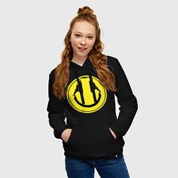Толстовка-худи хлопковая женская Смайл диджея, цвет: черный — фото 2