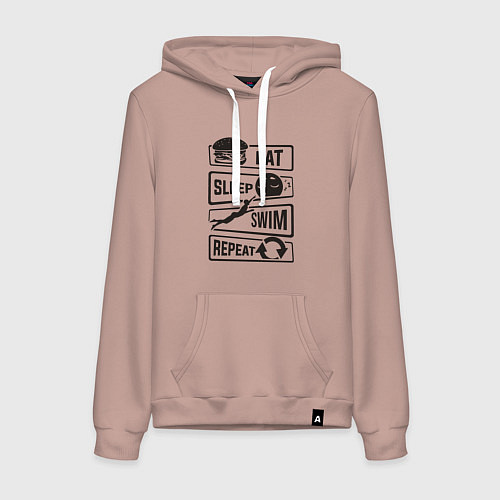 Женская толстовка-худи Есть спать плавать / Пыльно-розовый – фото 1