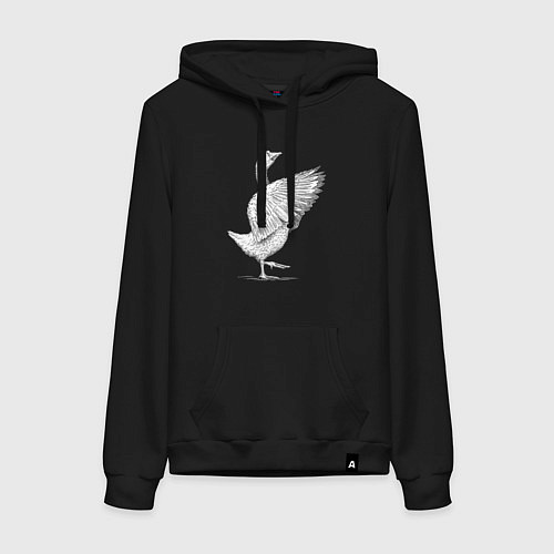 Женская толстовка-худи Гусь белоснежный / Черный – фото 1