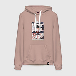 Толстовка-худи хлопковая женская Парни магической битвы, цвет: пыльно-розовый