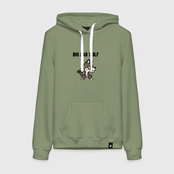 Толстовка-худи хлопковая женская Работаю лучше всех, цвет: авокадо