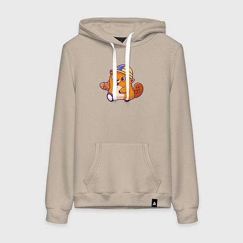 Женская толстовка-худи Строитель бобёр / Миндальный – фото 1