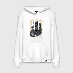 Толстовка-худи хлопковая женская Байкер кабан на мотоцикле, цвет: белый