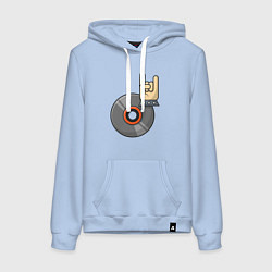 Толстовка-худи хлопковая женская Rock vinyl, цвет: мягкое небо