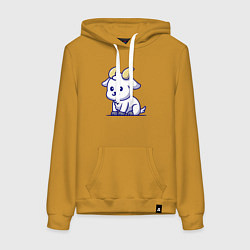 Толстовка-худи хлопковая женская Козлёнок, цвет: горчичный