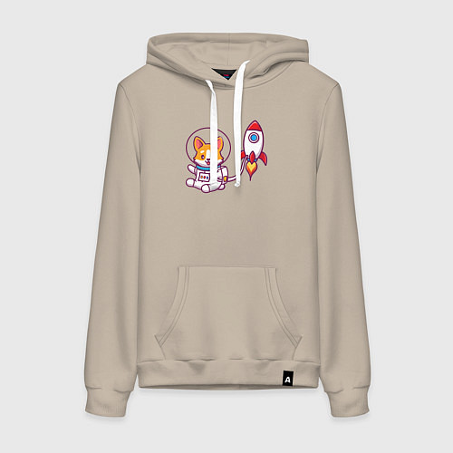 Женская толстовка-худи Пёсик в космосе / Миндальный – фото 1