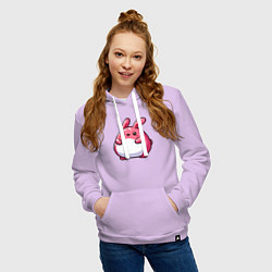 Толстовка-худи хлопковая женская Толстый розовый кролик, цвет: лаванда — фото 2