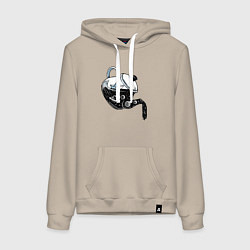 Толстовка-худи хлопковая женская Космос в чайнике, цвет: миндальный