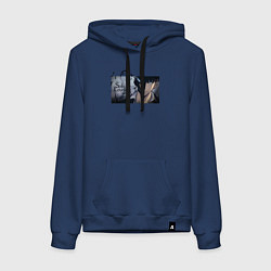 Толстовка-худи хлопковая женская Сон Чжин У, цвет: тёмно-синий