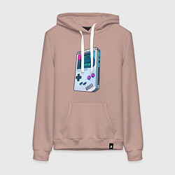 Толстовка-худи хлопковая женская Гейм бой - тетрис, цвет: пыльно-розовый