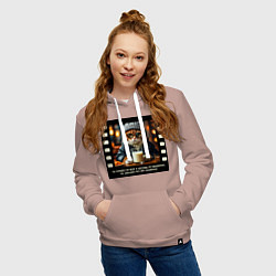 Толстовка-худи хлопковая женская Рыжий кот крестный отец: просишь без уважения, цвет: пыльно-розовый — фото 2