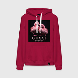 Толстовка-худи хлопковая женская Розовые маленькие гуси: gussi ga-ga-ga, цвет: маджента