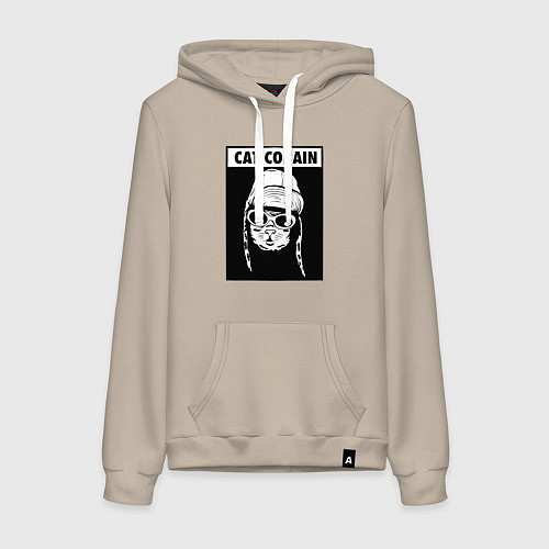 Женская толстовка-худи Cat cobain / Миндальный – фото 1