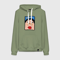 Толстовка-худи хлопковая женская I am cool, цвет: авокадо