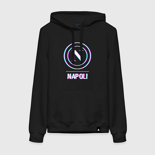 Женская толстовка-худи Napoli FC в стиле glitch / Черный – фото 1