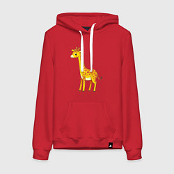 Толстовка-худи хлопковая женская Добрый жираф, цвет: красный
