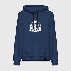 Толстовка-худи хлопковая женская Фигуры шахмат, цвет: тёмно-синий