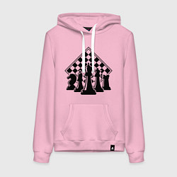 Толстовка-худи хлопковая женская The chessboard, цвет: светло-розовый