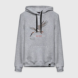 Толстовка-худи хлопковая женская Гусь с косой летит, цвет: меланж