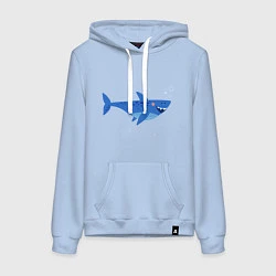 Толстовка-худи хлопковая женская Синяя акула, цвет: мягкое небо
