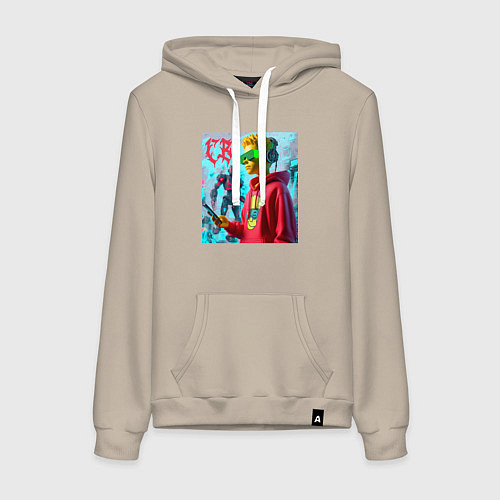 Женская толстовка-худи Bart Simpson - cyberpunk ai art / Миндальный – фото 1