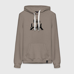 Толстовка-худи хлопковая женская Черный силуэт группы Битлз, цвет: утренний латте