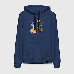 Толстовка-худи хлопковая женская Путь космонавта, цвет: тёмно-синий