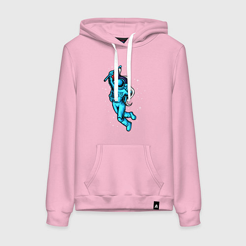 Женская толстовка-худи Космонавт с флагом в руке / Светло-розовый – фото 1