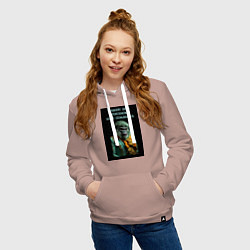 Толстовка-худи хлопковая женская Горилла стимпанк: тяжело быть токсиком но я справл, цвет: пыльно-розовый — фото 2