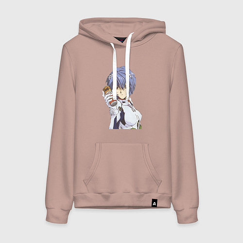Женская толстовка-худи Евангелион Рей Аянами и банка / Пыльно-розовый – фото 1