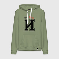 Толстовка-худи хлопковая женская Инга человек с большой буквы, цвет: авокадо