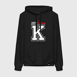 Толстовка-худи хлопковая женская Ксюша - человек с большой буквы, цвет: черный