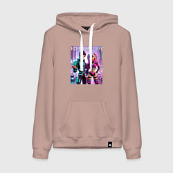 Толстовка-худи хлопковая женская Barbie and Ken Voxel ai art Minecraft 2099, цвет: пыльно-розовый