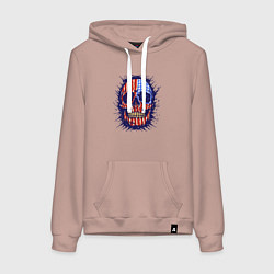 Толстовка-худи хлопковая женская США череп, цвет: пыльно-розовый