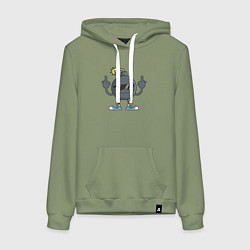 Толстовка-худи хлопковая женская Bomb fuck, цвет: авокадо