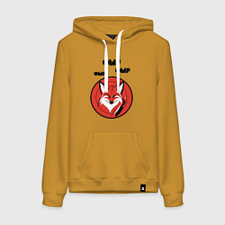 Толстовка-худи хлопковая женская Просто фыр фыр фыр, цвет: горчичный