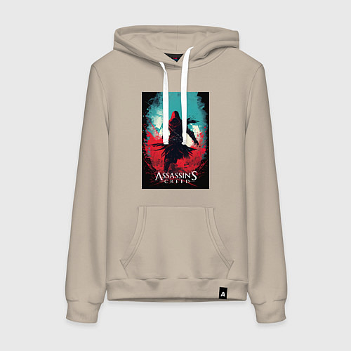 Женская толстовка-худи Assassins creed red blue abstract / Миндальный – фото 1