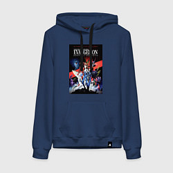 Толстовка-худи хлопковая женская Рей Аянами Аска Лэнгли Сорью, цвет: тёмно-синий