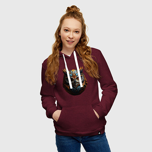 Женская толстовка-худи Круглая сова / Меланж-бордовый – фото 3