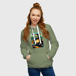 Толстовка-худи хлопковая женская Мона Лиза под водой - нейросеть, цвет: авокадо — фото 2