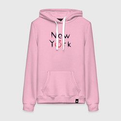 Толстовка-худи хлопковая женская New York apple, цвет: светло-розовый