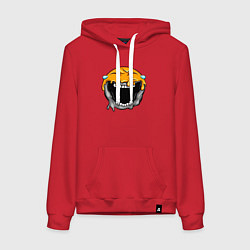 Толстовка-худи хлопковая женская Смеющийся смайл, цвет: красный