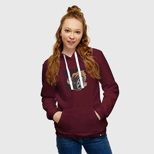 Женская толстовка-худи Горящая покрышка / Меланж-бордовый – фото 3