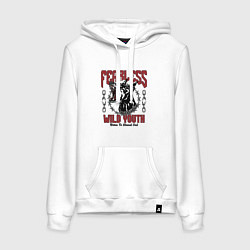Толстовка-худи хлопковая женская Бесстрашная дикая молодежь, цвет: белый