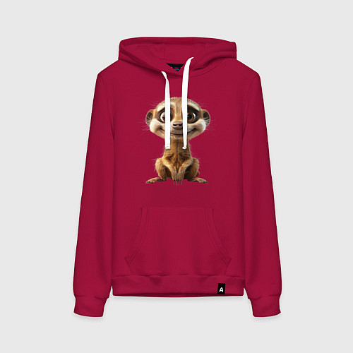 Женская толстовка-худи Сурикат в стойке / Маджента – фото 1