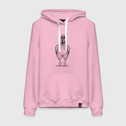 Толстовка-худи хлопковая женская Праздничный петух, цвет: светло-розовый