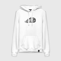 Толстовка-худи хлопковая женская Кролик в шапке отдыхает, цвет: белый