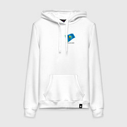 Толстовка-худи хлопковая женская Im Kazakh - motto, цвет: белый